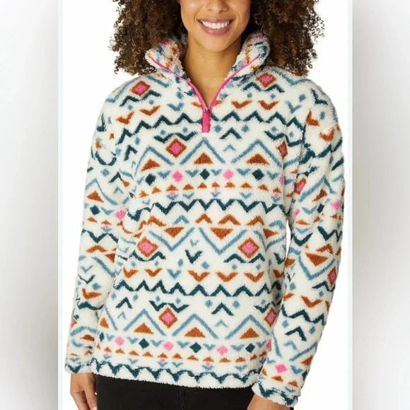 Eddie Bauer Tops - Eddie Bauer Ladies’ Plush/Faux Fur 1/4 Zip Pullover Sweatshirt. Large.